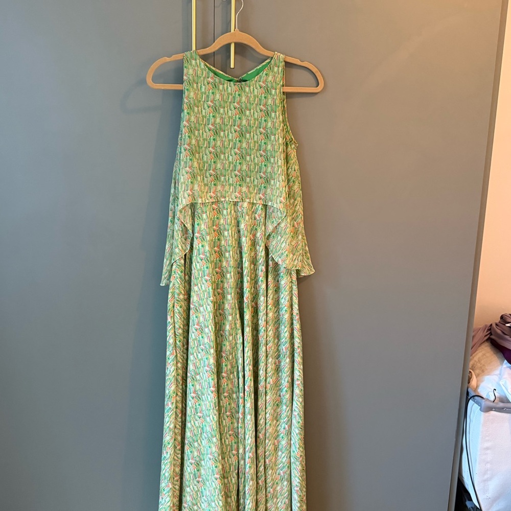 Badgley Mischka Green abstract Maxi Dress